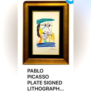 PABLO PICASSO Lithograph “Faces Of ManIII” Signed & Dated/Framed &Double Matted